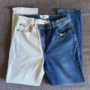 Pistola Asymmetrical Two-toned Denim Blue Ankle Jeans | 28